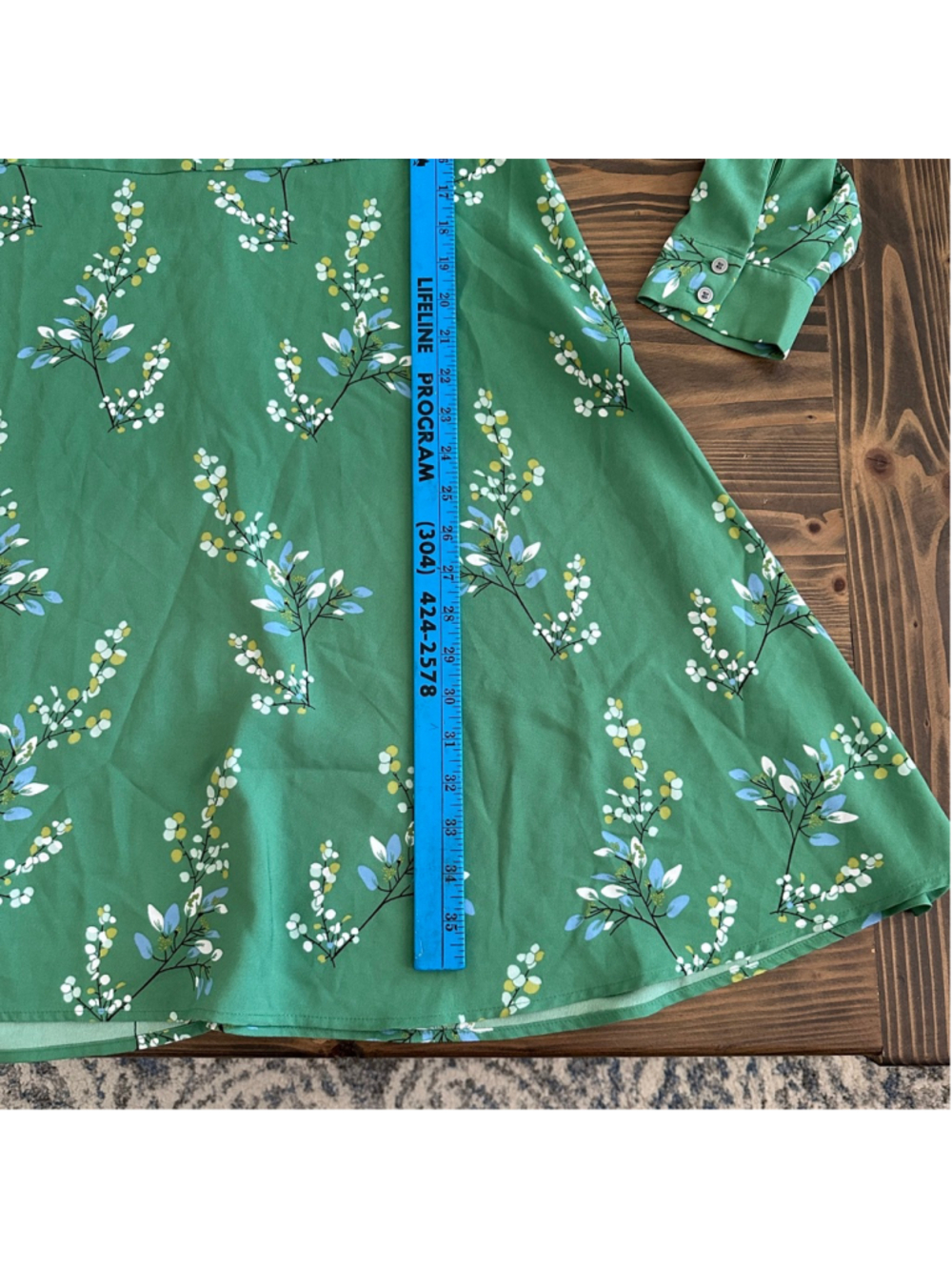 Women’s LOFT Green Floral Long Sleeve Dress Size 12 NWT - Picture 8 of 10